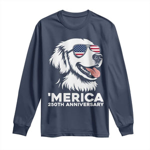 Merica Golden Retriever Lover Long Sleeve Shirt 250th Anniversary Gift TS12 Navy Print Your Wear