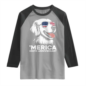 Merica Golden Retriever Lover Raglan Shirt 250th Anniversary Gift TS12 Sport Gray Black Print Your Wear