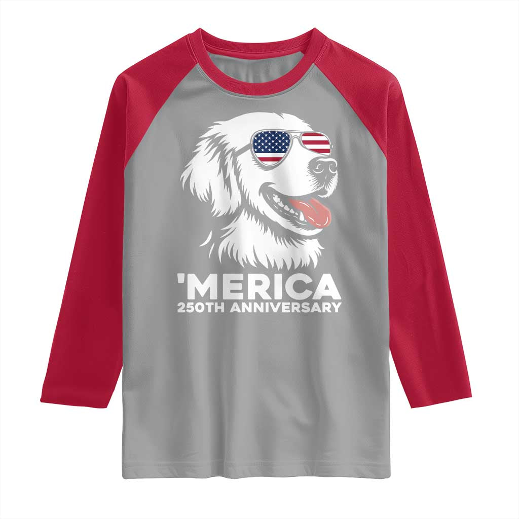 Merica Golden Retriever Lover Raglan Shirt 250th Anniversary Gift TS12 Sport Gray Red Print Your Wear