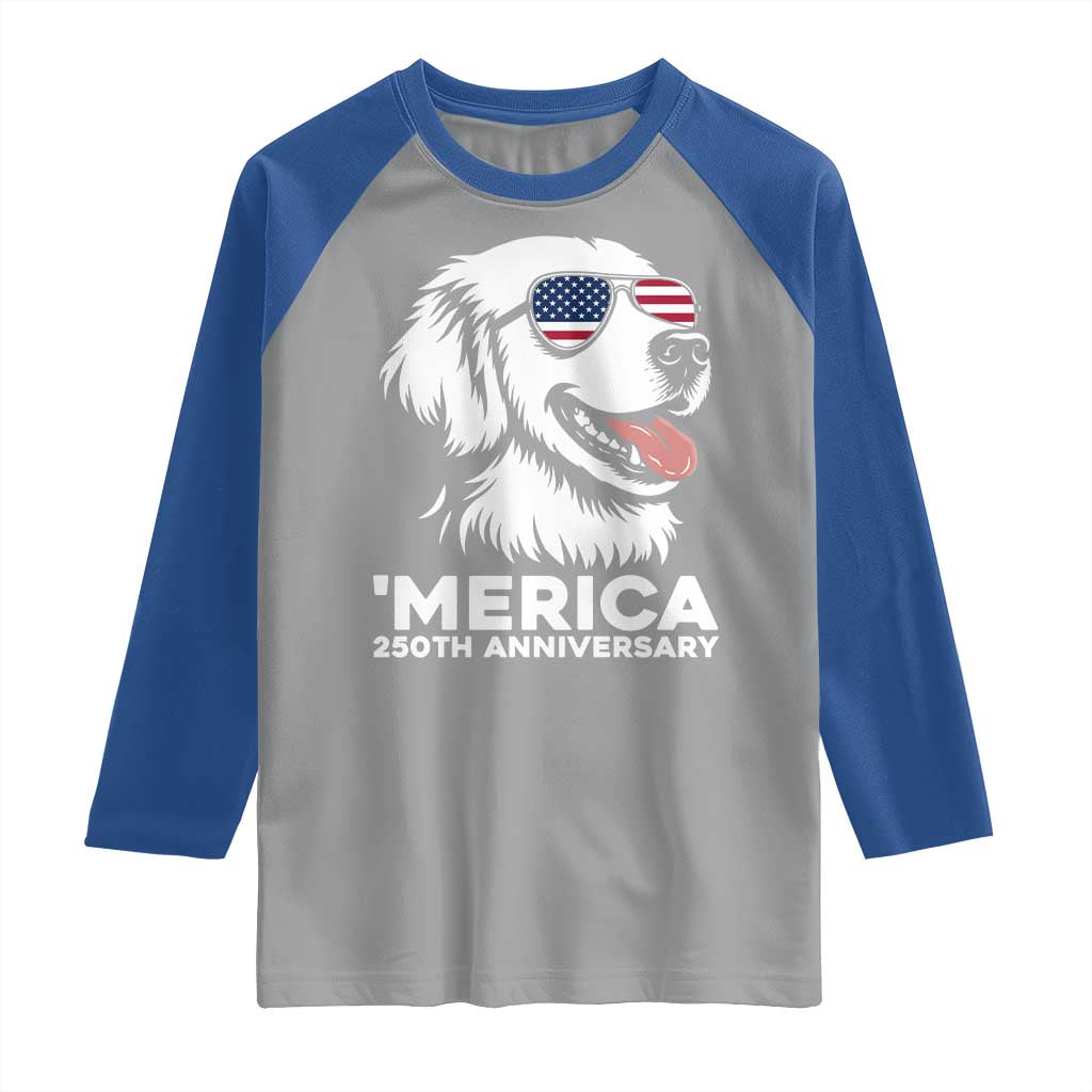 Merica Golden Retriever Lover Raglan Shirt 250th Anniversary Gift TS12 Sport Gray Royal Print Your Wear