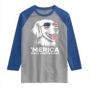 Merica Golden Retriever Lover Raglan Shirt 250th Anniversary Gift TS12 Sport Gray Royal Print Your Wear