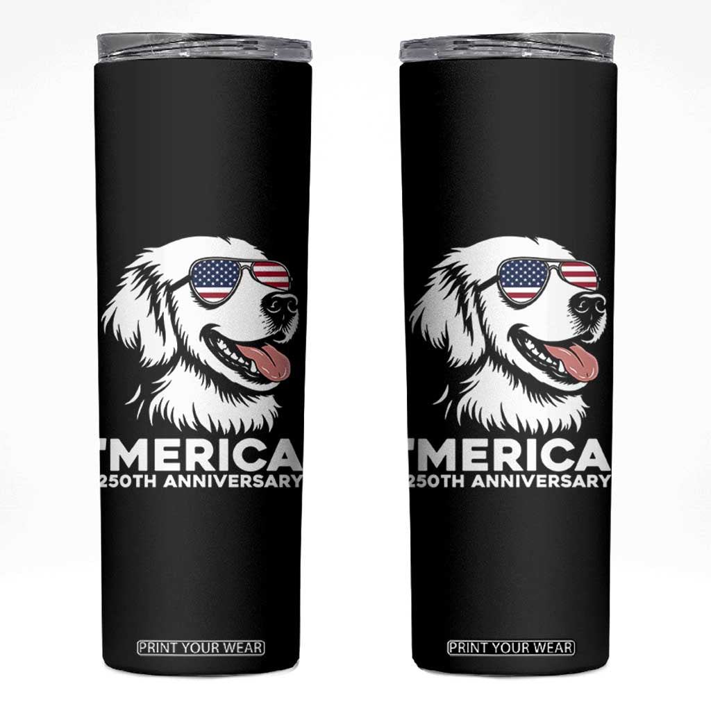 Merica Golden Retriever Lover Skinny Tumbler 250th Anniversary Gift TS12 Black Print Your Wear