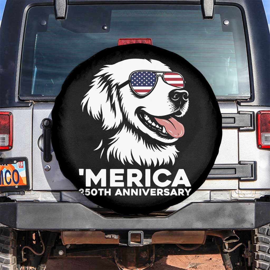 Merica Golden Retriever Lover Spare Tire Cover - 250th Anniversary Gift TS12 No hole Black Print Your Wear