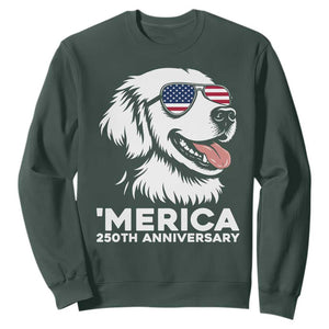 Merica Golden Retriever Lover Sweatshirt 250th Anniversary Gift TS12 Dark Forest Green Print Your Wear