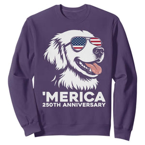 Merica Golden Retriever Lover Sweatshirt 250th Anniversary Gift TS12 Purple Print Your Wear
