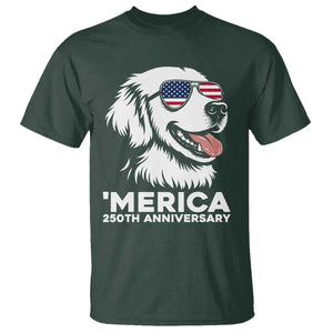 Merica Golden Retriever Lover T Shirt 250th Anniversary Gift TS12 Dark Forest Green Print Your Wear