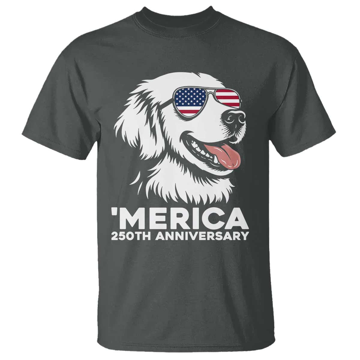 Merica Golden Retriever Lover T Shirt 250th Anniversary Gift TS12 Dark Heather Print Your Wear
