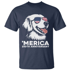 Merica Golden Retriever Lover T Shirt 250th Anniversary Gift TS12 Navy Print Your Wear