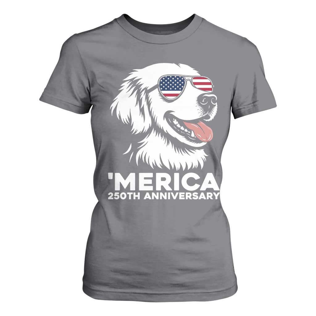 Merica Golden Retriever Lover T Shirt For Women 250th Anniversary Gift TS12 Charcoal Print Your Wear