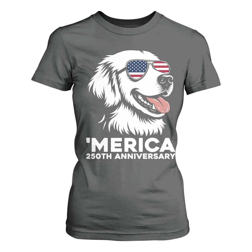 Merica Golden Retriever Lover T Shirt For Women 250th Anniversary Gift TS12 Dark Heather Print Your Wear