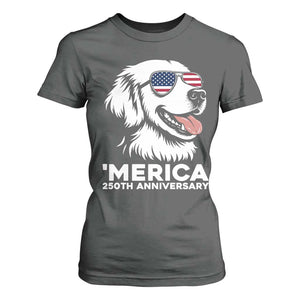 Merica Golden Retriever Lover T Shirt For Women 250th Anniversary Gift TS12 Dark Heather Print Your Wear