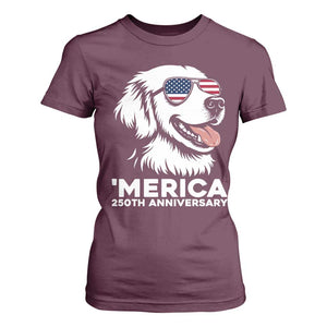 Merica Golden Retriever Lover T Shirt For Women 250th Anniversary Gift TS12 Maroon Print Your Wear