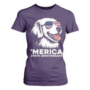Merica Golden Retriever Lover T Shirt For Women 250th Anniversary Gift TS12 Purple Print Your Wear