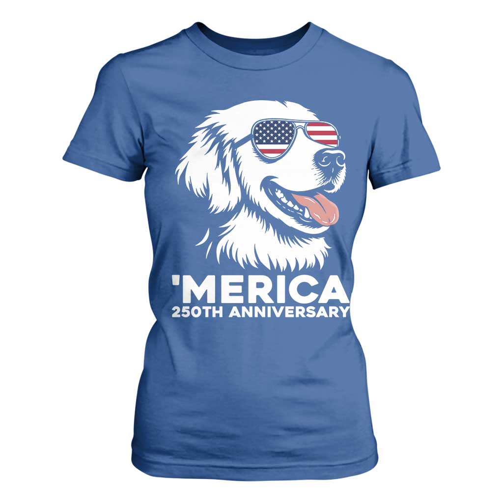 Merica Golden Retriever Lover T Shirt For Women 250th Anniversary Gift TS12 Royal Blue Print Your Wear