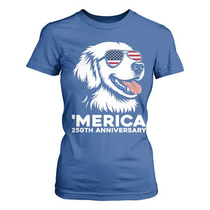 Merica Golden Retriever Lover T Shirt For Women 250th Anniversary Gift TS12 Royal Blue Print Your Wear
