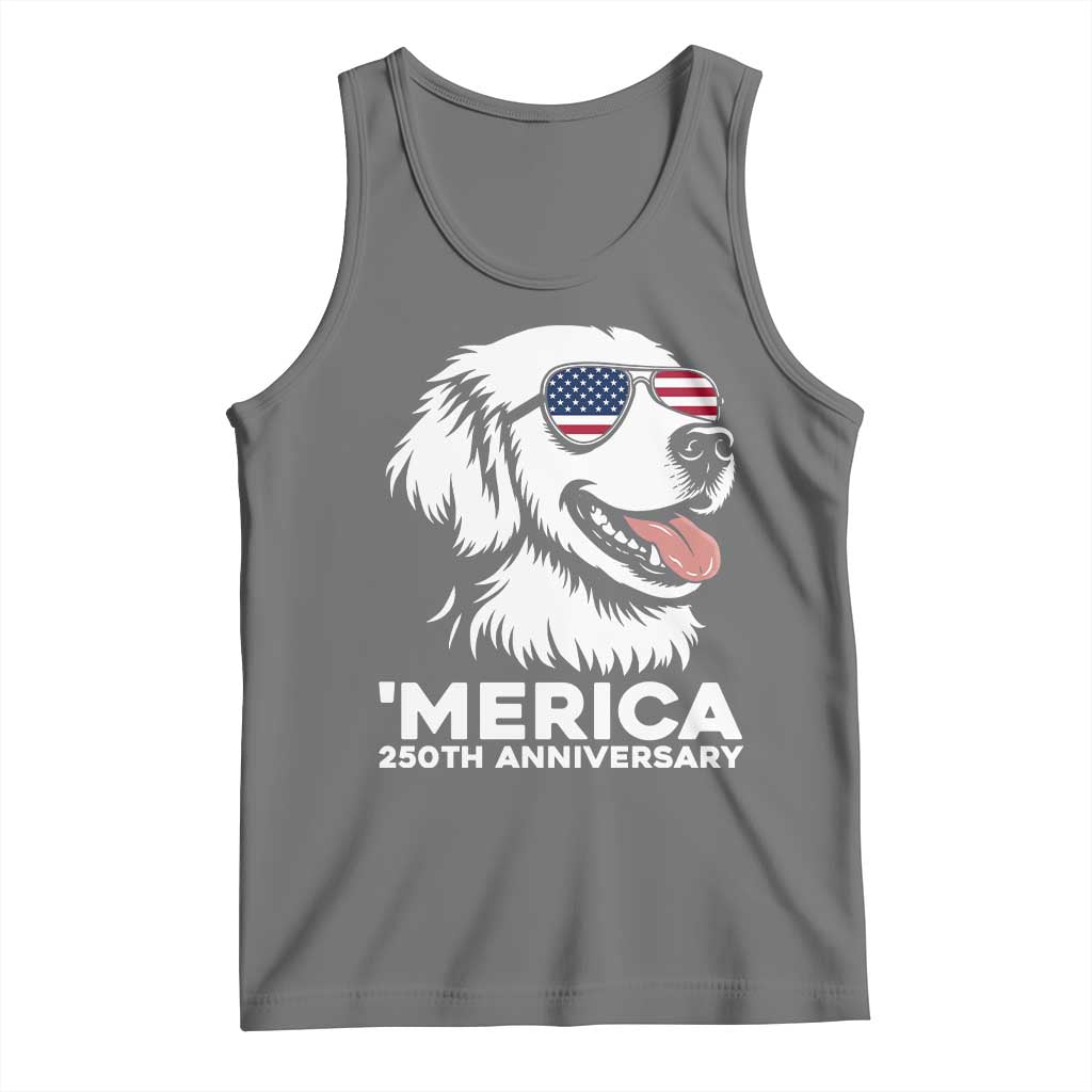 Merica Golden Retriever Lover Tank Top 250th Anniversary Gift TS12 Black Heather Print Your Wear