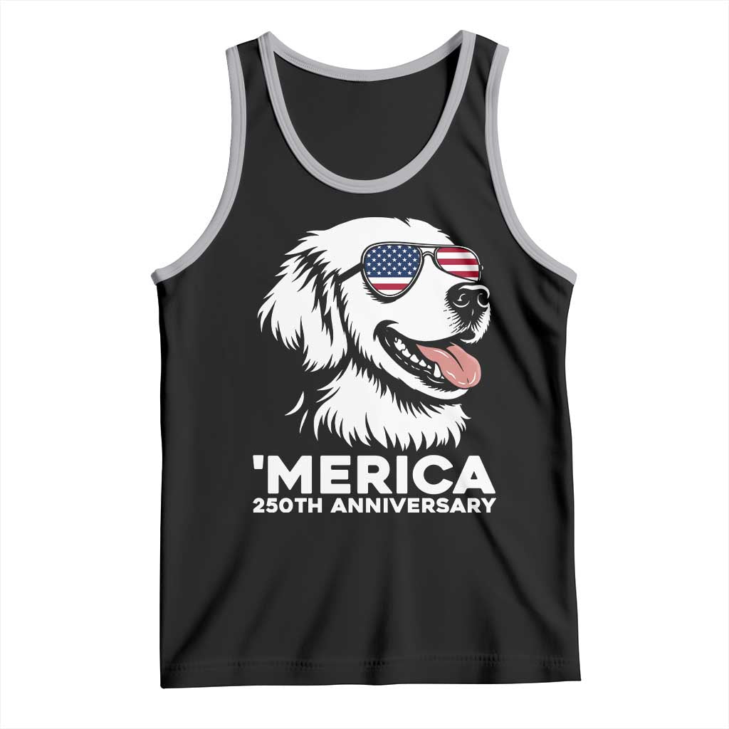 Merica Golden Retriever Lover Tank Top 250th Anniversary Gift TS12 Black Athletic Heather Print Your Wear