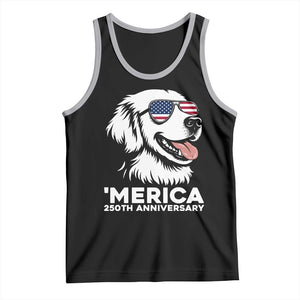 Merica Golden Retriever Lover Tank Top 250th Anniversary Gift TS12 Black Athletic Heather Print Your Wear