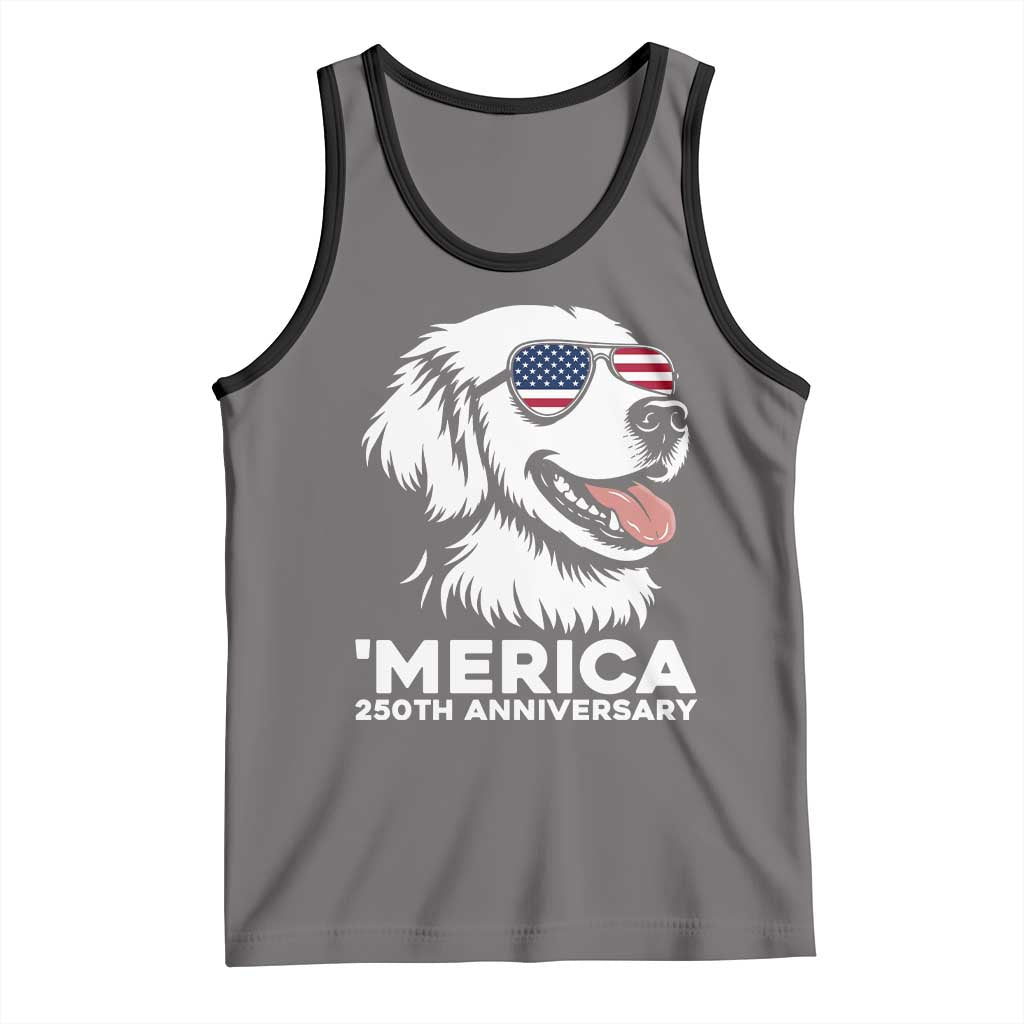 Merica Golden Retriever Lover Tank Top 250th Anniversary Gift TS12 Deep Heather Black Print Your Wear