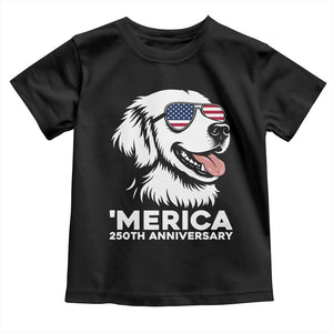 Merica Golden Retriever Lover Toddler T Shirt 250th Anniversary Gift TS12 Black Print Your Wear