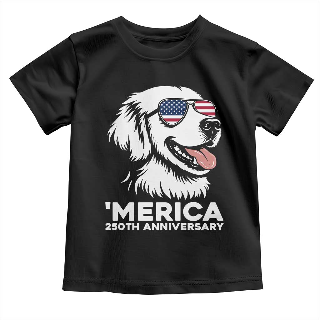 Merica Golden Retriever Lover Toddler T Shirt 250th Anniversary Gift TS12 Black Print Your Wear