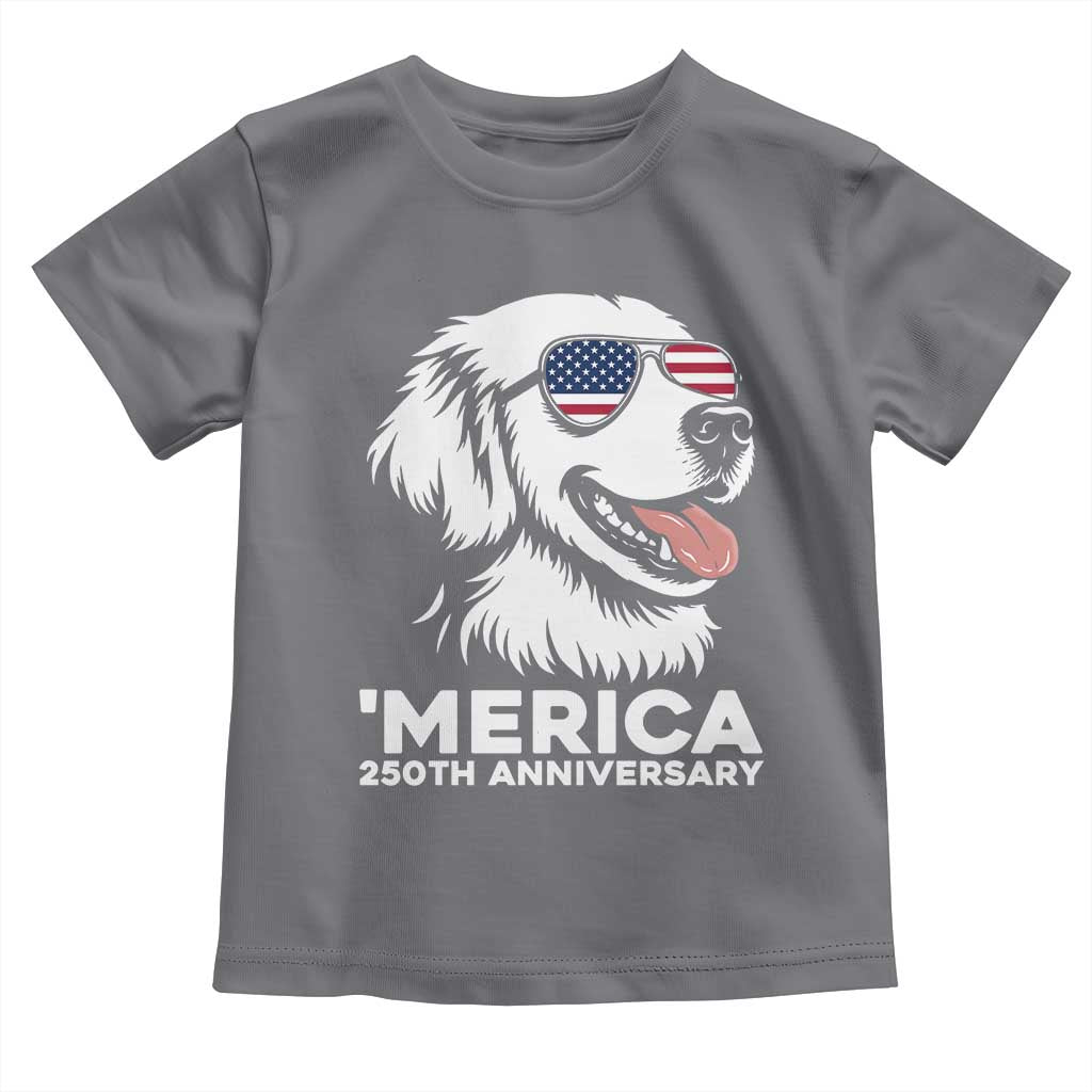 Merica Golden Retriever Lover Toddler T Shirt 250th Anniversary Gift TS12 Charcoal Print Your Wear