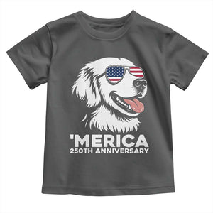 Merica Golden Retriever Lover Toddler T Shirt 250th Anniversary Gift TS12 Dark Heather Print Your Wear
