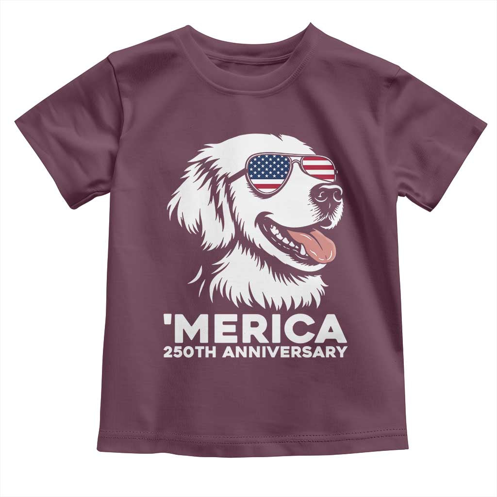 Merica Golden Retriever Lover Toddler T Shirt 250th Anniversary Gift TS12 Maroon Print Your Wear