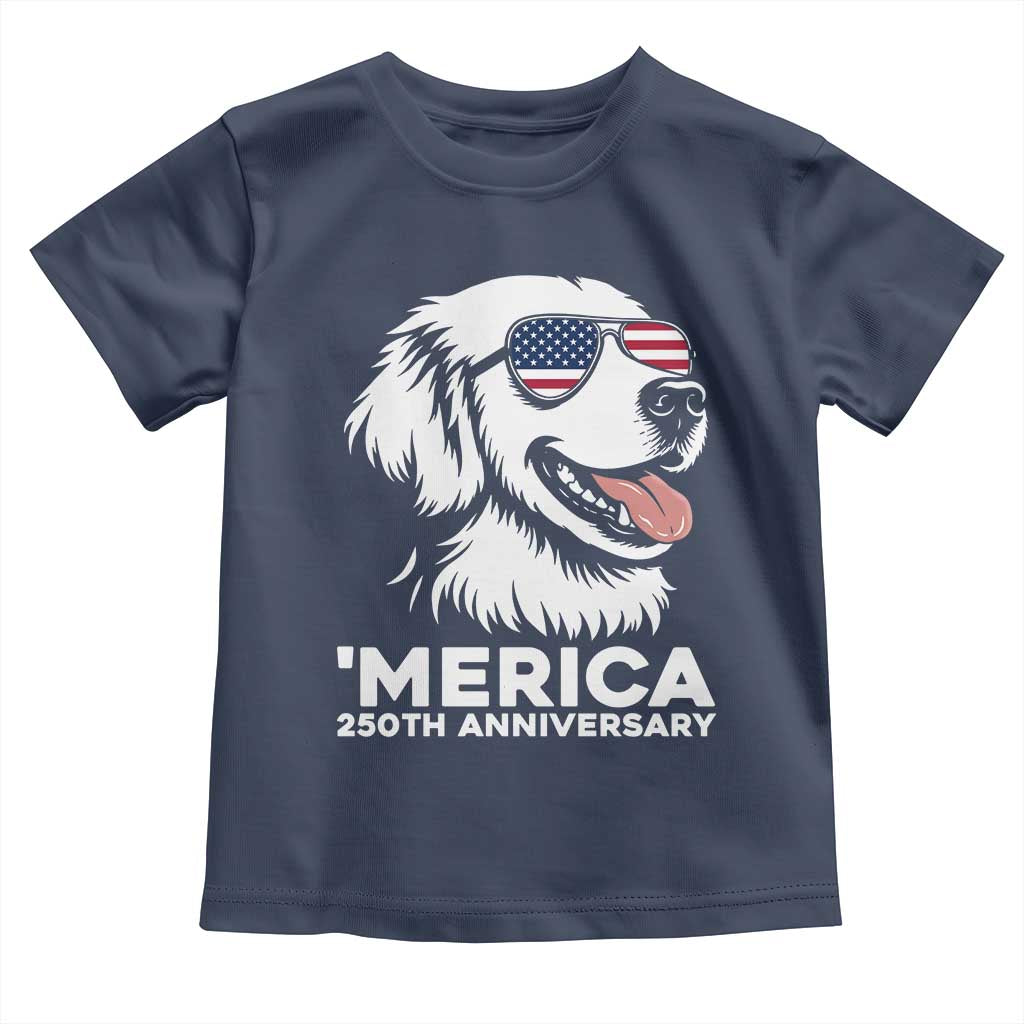 Merica Golden Retriever Lover Toddler T Shirt 250th Anniversary Gift TS12 Navy Print Your Wear