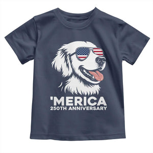 Merica Golden Retriever Lover Toddler T Shirt 250th Anniversary Gift TS12 Navy Print Your Wear
