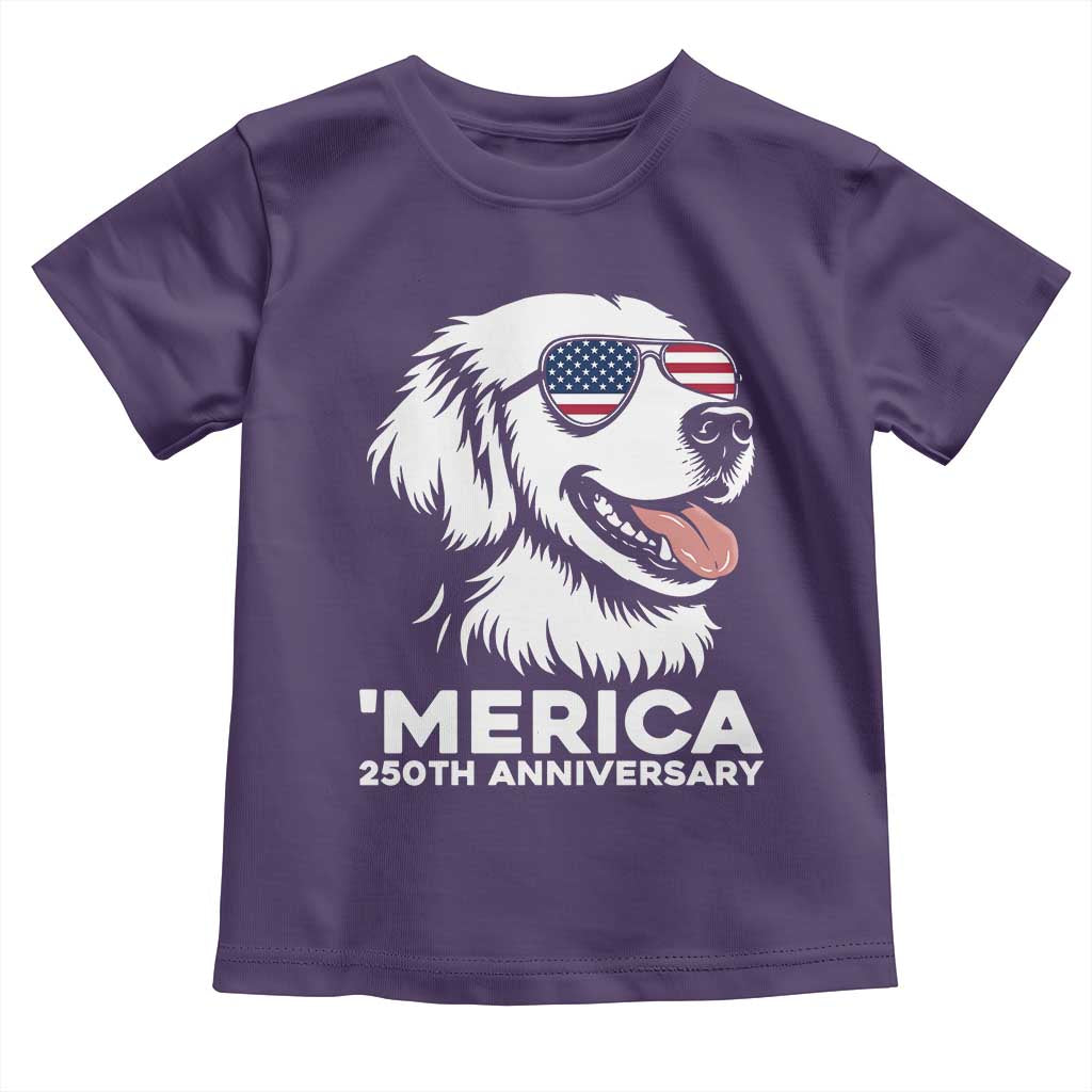 Merica Golden Retriever Lover Toddler T Shirt 250th Anniversary Gift TS12 Purple Print Your Wear