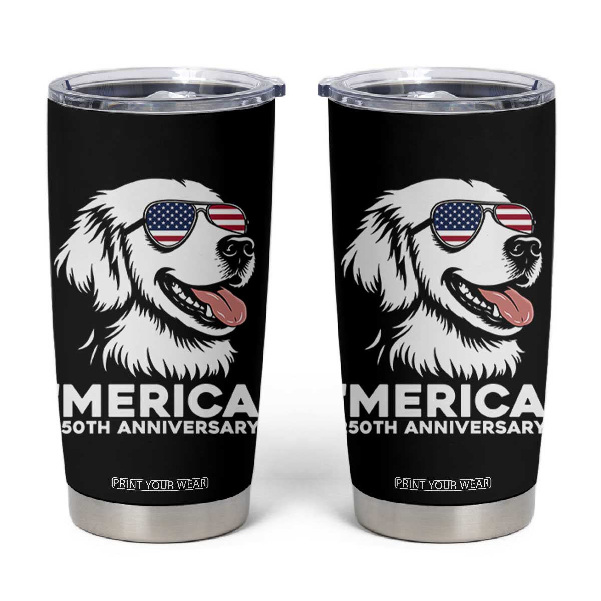 Merica Golden Retriever Lover Tumbler Cup 250th Anniversary Gift TS12 Black Print Your Wear