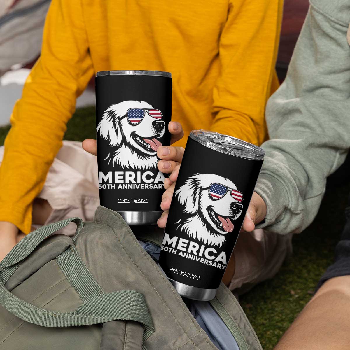 Merica Golden Retriever Lover Tumbler Cup 250th Anniversary Gift TS12 Print Your Wear