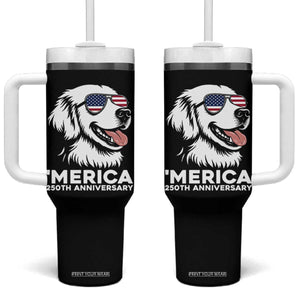 Merica Golden Retriever Lover Tumbler With Handle 250th Anniversary Gift TS12 One Size: 40 oz Black Print Your Wear