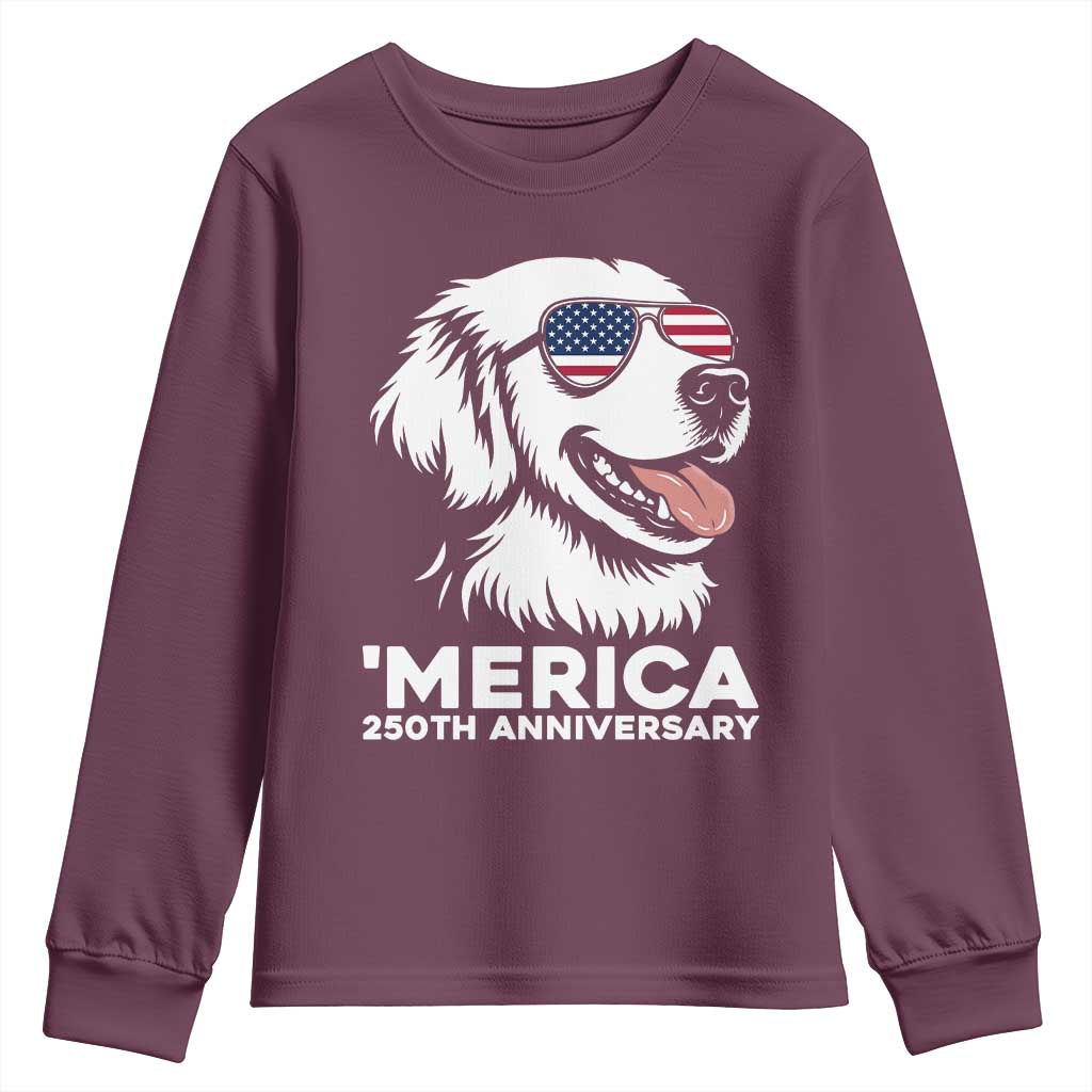 Merica Golden Retriever Lover Youth Sweatshirt 250th Anniversary Gift TS12 Maroon Print Your Wear