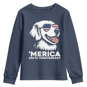Merica Golden Retriever Lover Youth Sweatshirt 250th Anniversary Gift TS12 Navy Print Your Wear