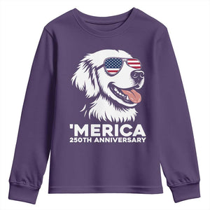 Merica Golden Retriever Lover Youth Sweatshirt 250th Anniversary Gift TS12 Purple Print Your Wear