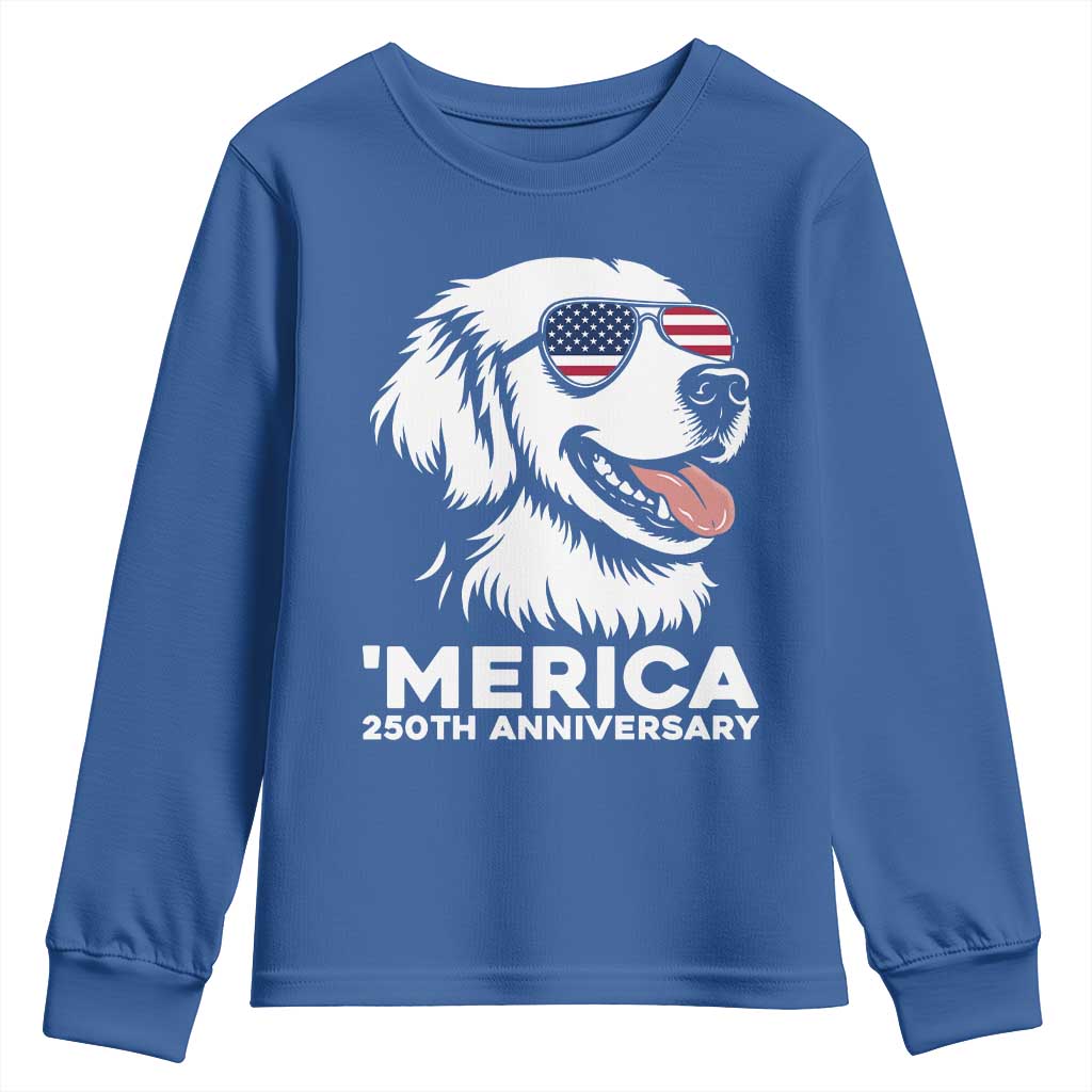 Merica Golden Retriever Lover Youth Sweatshirt 250th Anniversary Gift TS12 Royal Blue Print Your Wear