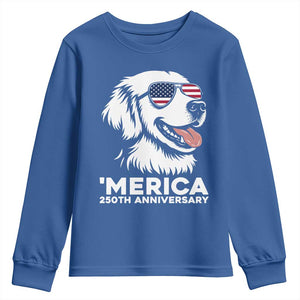 Merica Golden Retriever Lover Youth Sweatshirt 250th Anniversary Gift TS12 Royal Blue Print Your Wear