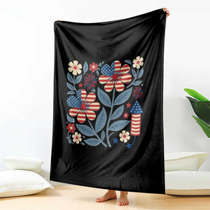 Boho Patriotic Daisy American Flag Floral Throw Blanket TS12 Print Your Wear