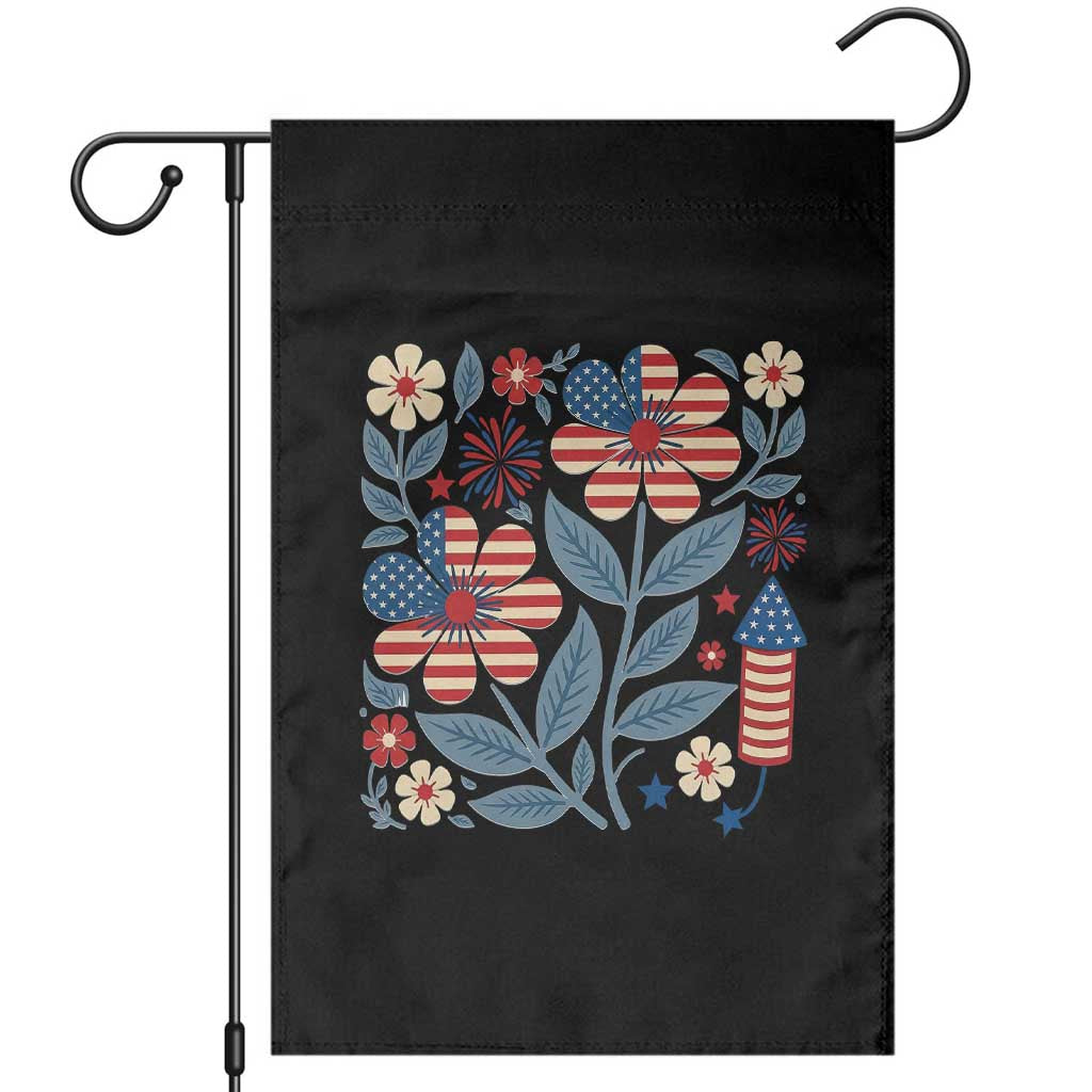 Boho Patriotic Daisy American Flag Floral Garden Flag TS12 Black Print Your Wear