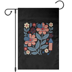 Boho Patriotic Daisy American Flag Floral Garden Flag TS12 Black Print Your Wear