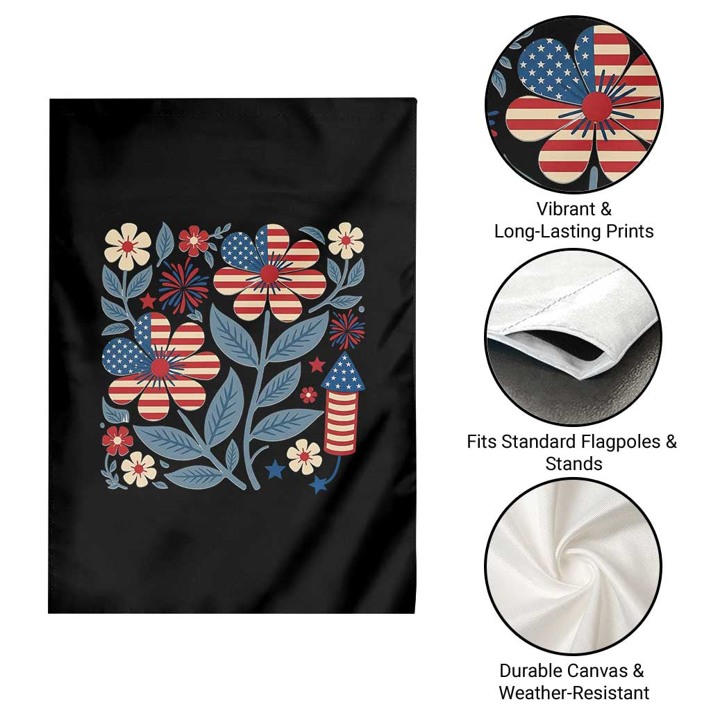 Boho Patriotic Daisy American Flag Floral Garden Flag TS12 Print Your Wear