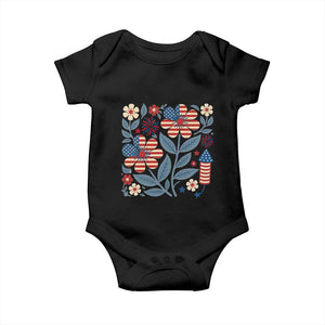 Boho Patriotic Daisy American Flag Floral Baby Onesie TS12 Black Print Your Wear