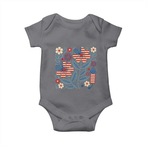 Boho Patriotic Daisy American Flag Floral Baby Onesie TS12 Charcoal Print Your Wear