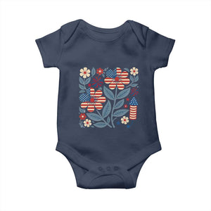 Boho Patriotic Daisy American Flag Floral Baby Onesie TS12 Navy Print Your Wear