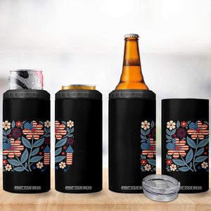 Boho Patriotic Daisy American Flag Floral 4 in 1 Can Cooler Tumbler TS12 Print Your Wear