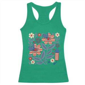 Boho Patriotic Daisy American Flag Floral Racerback Tank Top TS12 Irish Green Print Your Wear