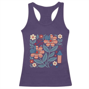Boho Patriotic Daisy American Flag Floral Racerback Tank Top TS12 Purple Print Your Wear