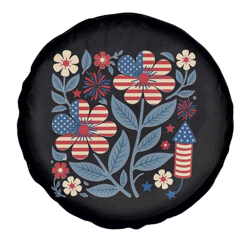 Boho Patriotic Daisy American Flag Floral Spare Tire Cover TS12 Print Your Wear